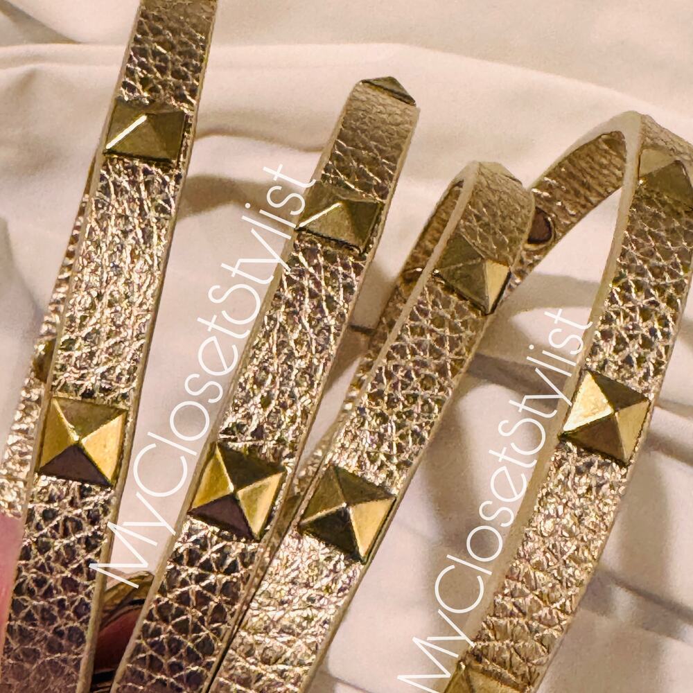 NEW Bandolier GOLD LEATHER Studded Crossbody Satchel Strap RARE! Retired - Picture 4 of 6